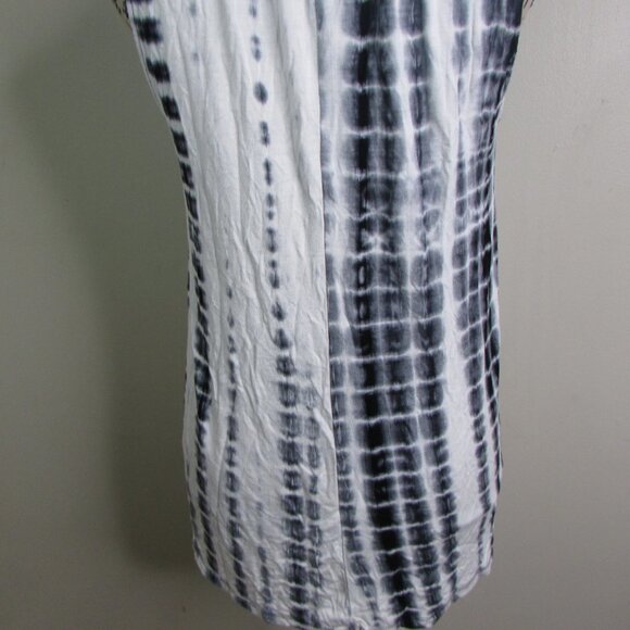 Antibes Blanc Sleeveless Blouse M Black White Tye Dye - Picture 9 of 11